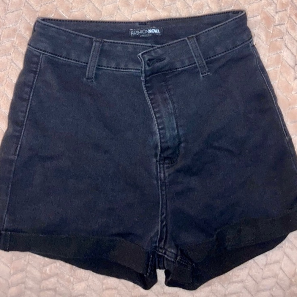 Fashion Nova black jean shorts